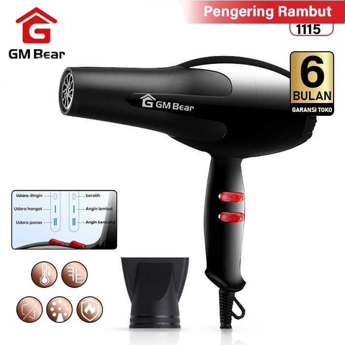 GM Bear Bundle Hemat Hair Dryer 1115 + Catokan Rambut (2 in 1) 1173
