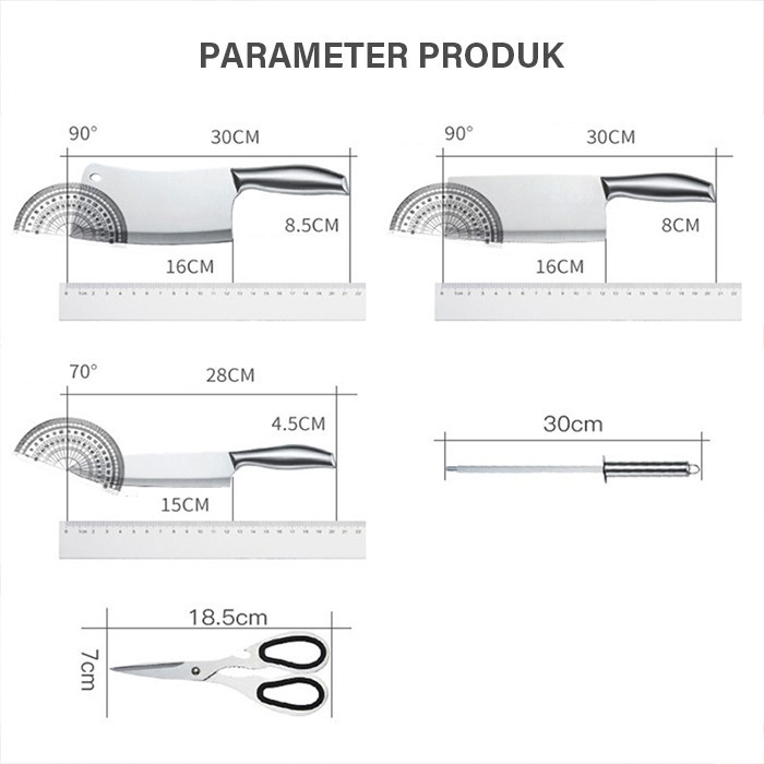 GM Bear Pisau Dapur Set (5 in 1) Stainless Steel 1311 - Kitchen Knife