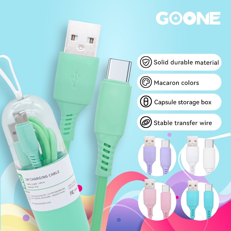 GOONE Kabel Data Kapsul Macaron Kabel Type-c Warna Random 100 CM