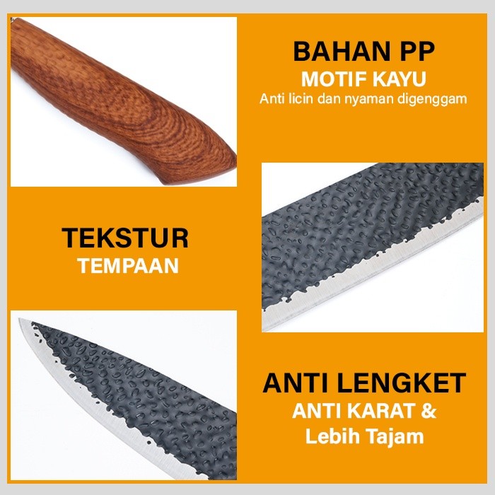 GM Bear Pisau Dapur Set (6 in 1) 1392 - Wooden Kitchen Knife Set