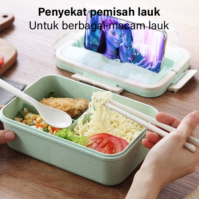 GM Bear Lunch Box Set Free Sendok Garpu 1308 - Kotak Makan Jerami