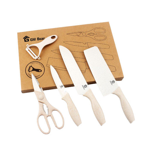 GM Bear Pisau Dapur Set isi 5pcs 1137-Kitchen Knife Set Beige