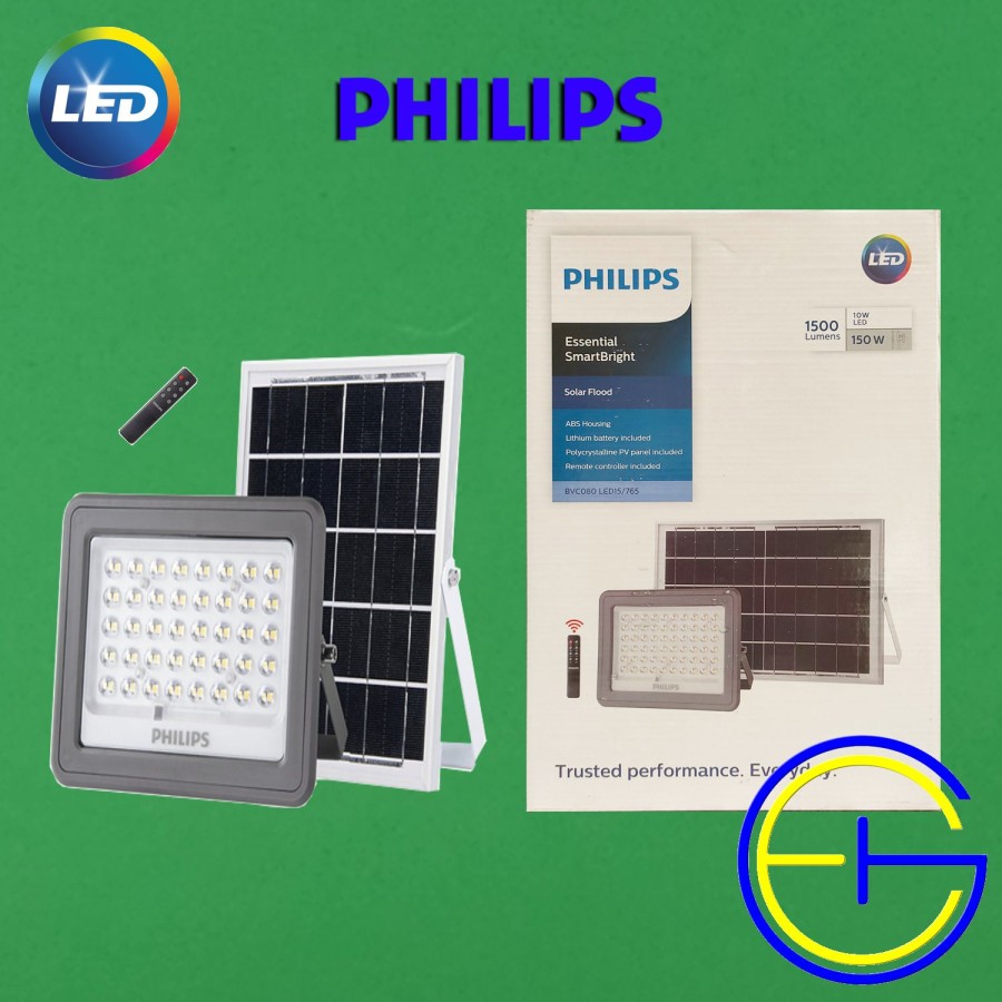 Lampu Sorot LED Solar BVC080 Philips 10W 6500K Putih tenaga surya