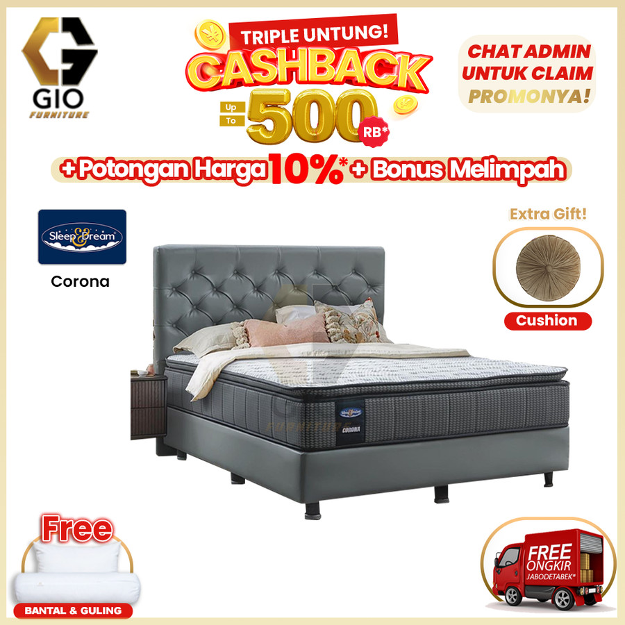 Kasur Sleep & Dream Corona / Sleep & Dream Springbed Corona (Full Set Mattress + Divan + Headboard + Bonus )