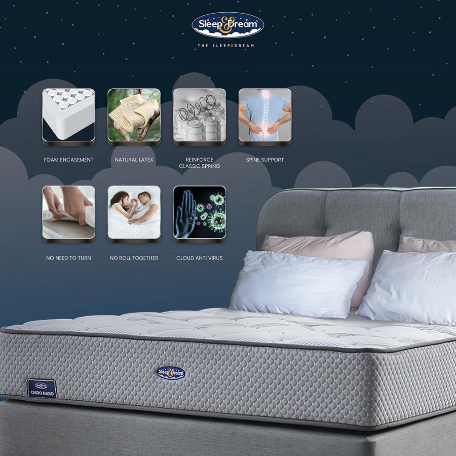 Kasur Sleep & Dream Chiro Hard / Sleep & Dream Springbed Chiro Hard (Fullset) 