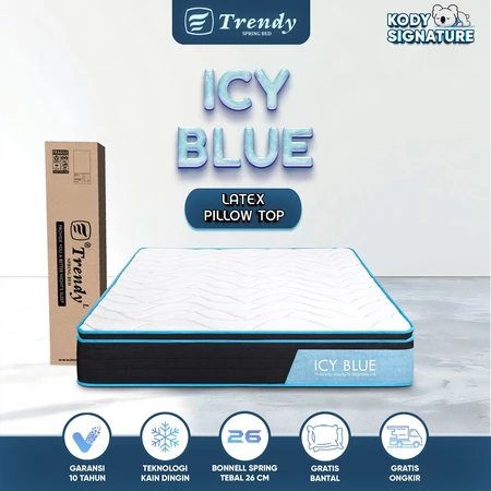 Kody Trendy Icy Blue Latex Pillow Top 26cm - Kasur Spring Bed Dingin
