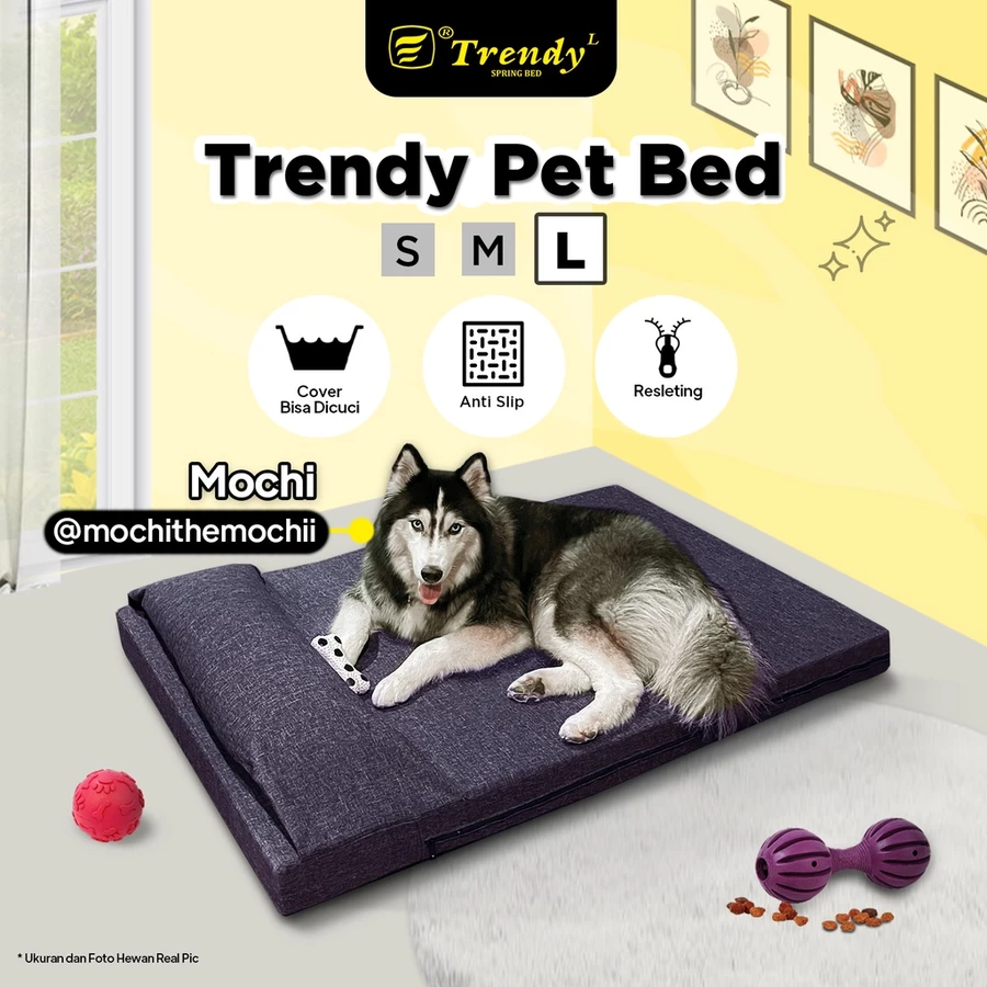 Trendy Pet Bed (L) Vacuum Press & Roll Anti Slip Busa Rebonded Kasur Anjing Kucing