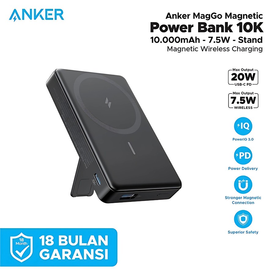 ANKER 333 MagGo 10000mAh Magsafe Powerbank Kickstand 20W 7.5W - A1652