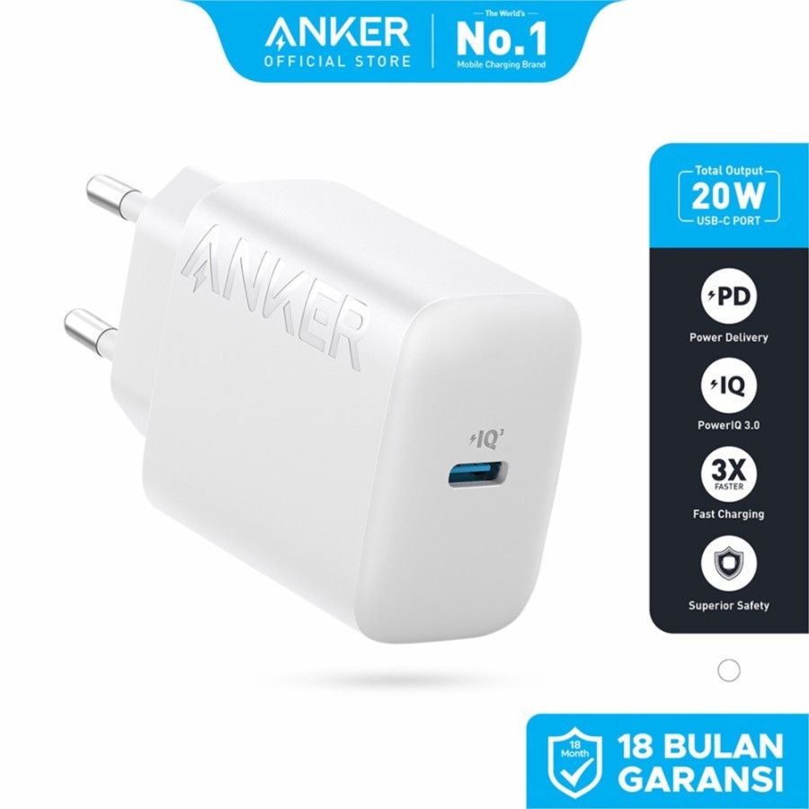 Anker Wall Charger PowerPort 20W Adapter USB-C Fast Charging PD A2347