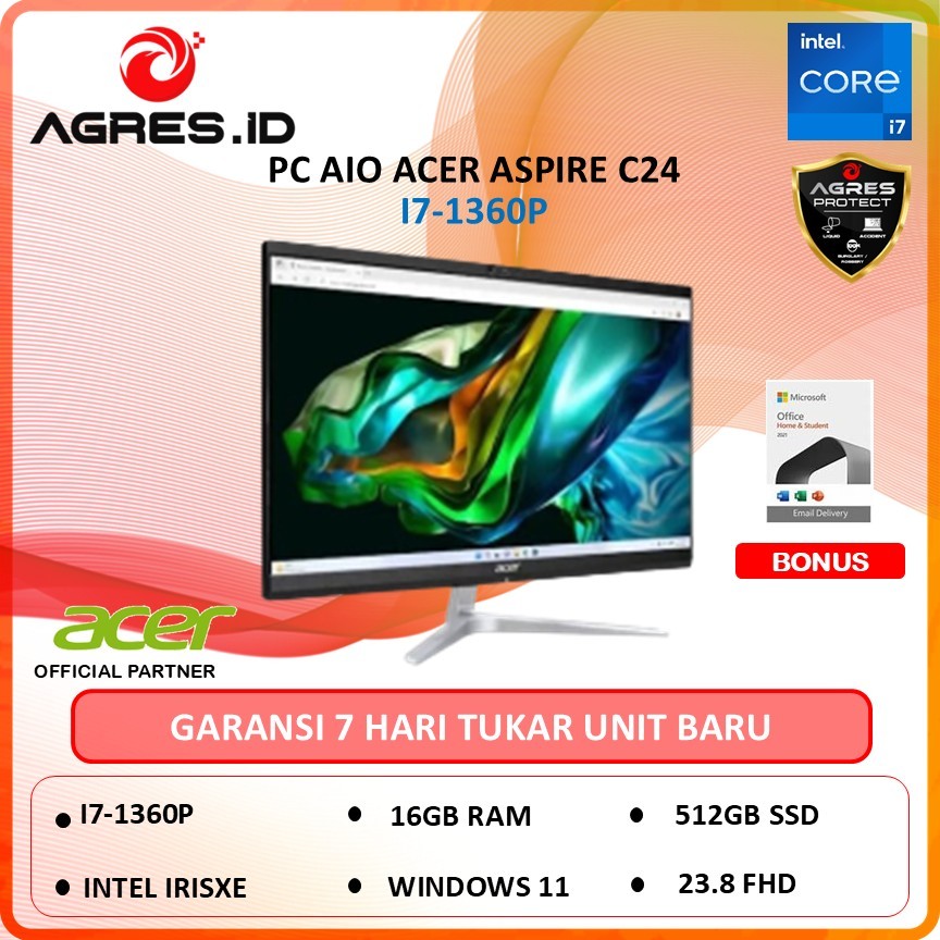 Acer PC ALL IN ONE Aspire C24-1851 i7-1360P 16GB 512GB w11+ohs 23
