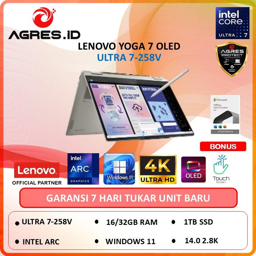 LENOVO YOGA 7 14ILL10 OLED ULTRA 7 258V 32GB 1TB W11+OHS 14" 2.8K 2IN1 120HZ