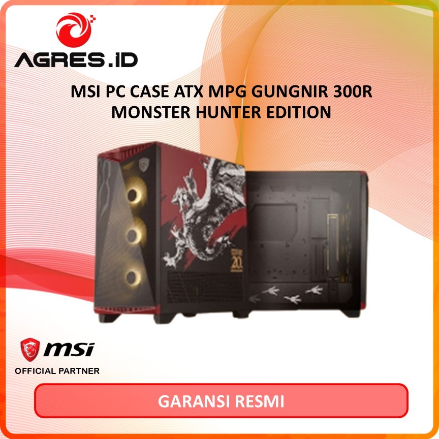MSI PC CASE ATX MPG GUNGNIR 300R MONSTER HUNTER EDITION (4X 120MM ARGB FANS) 1Y