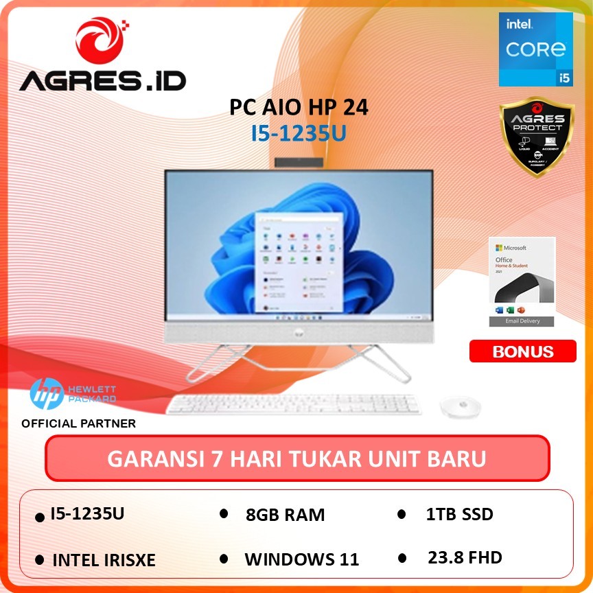 PC AIO HP 24 INTEL CORE I5-1235 8GB 1TB W11+OHS 23"