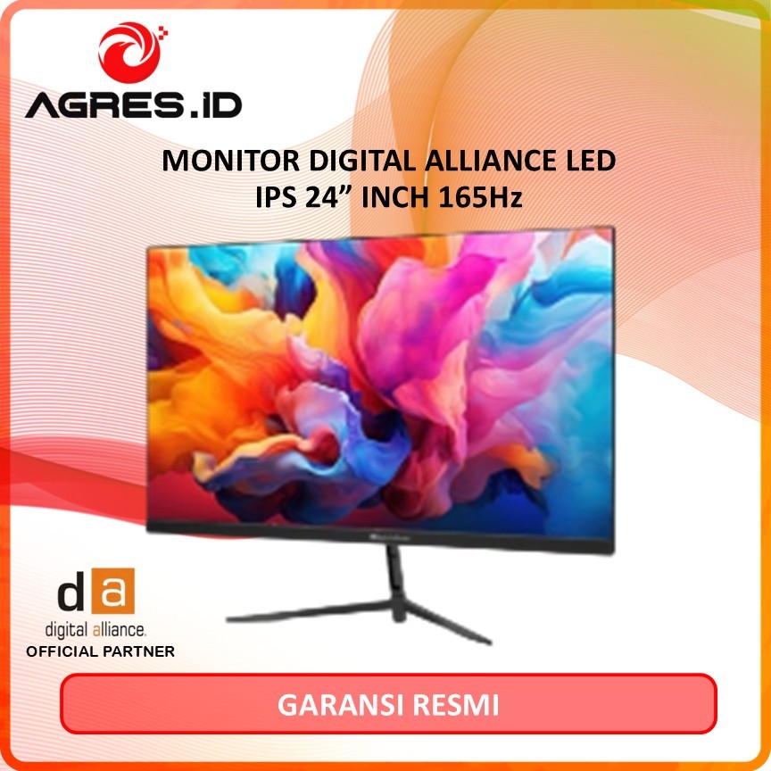 Monitor LED Digital Alliance 24" Inch 1080p FHD IPS 165Hz 1ms Adaptive Sync HDMI DP VGA 99% RGB Vesa Mount DA24-RE165V