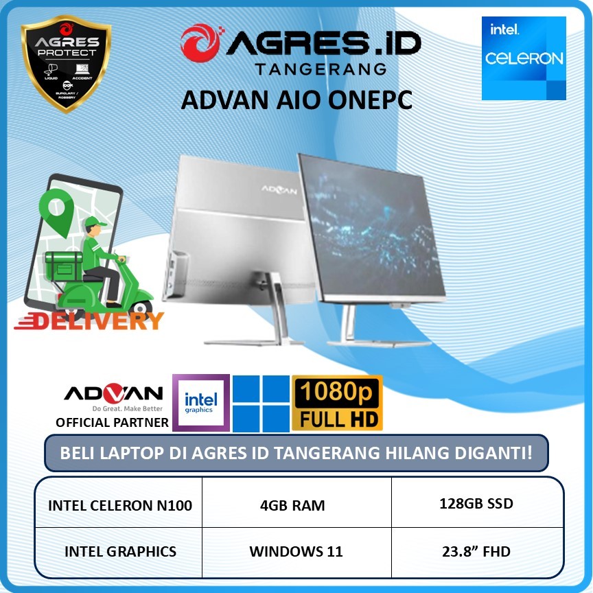 ADVAN AIO ONEPC INTEL CELERON N100 4GB 128GB W11 23.8" FHD