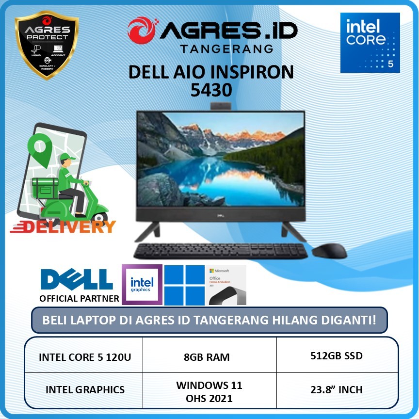 DELL AIO INSPIRON 5430 CORE 5 120U 8GB 512GB W11+OHS 23.8"