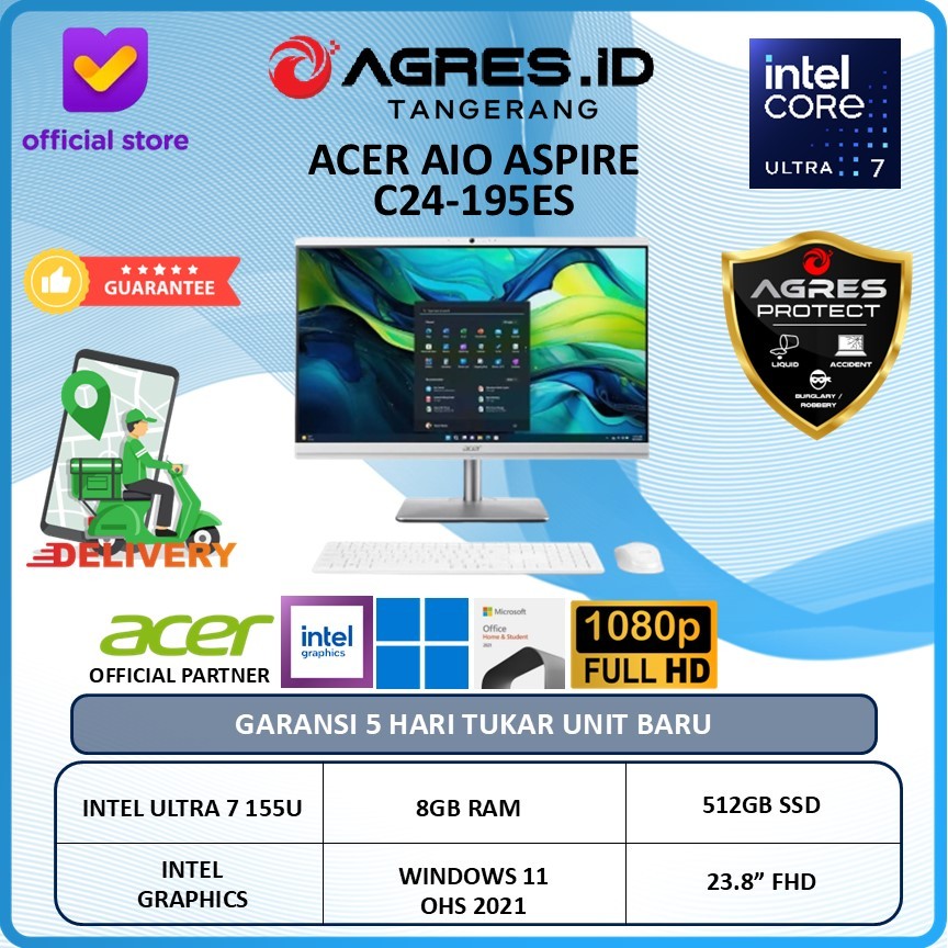 ACER AIO APIRE C24 ULTRA 7 155U 8GB 512GB W11+OHS 23.8" FHD