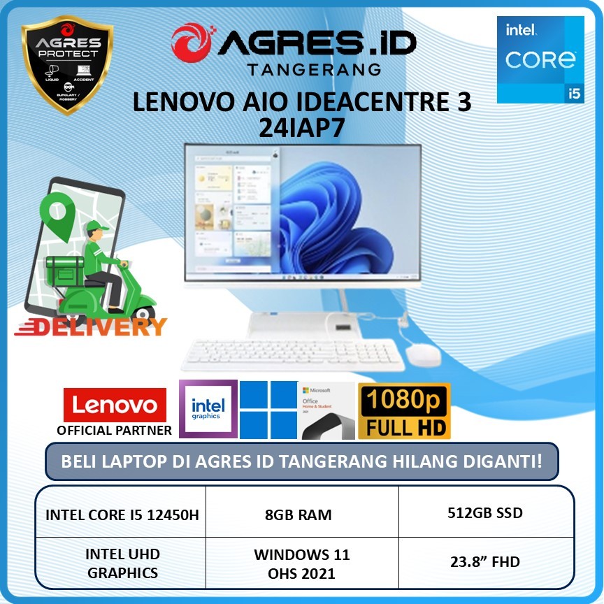 LENOVO AIO IDEACENTRE 3 24IAP7 I5 12450H 8GB 512GB W11+OHS 23.8" FHD IPS