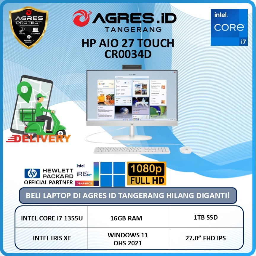 HP AIO 27 TOUCH CR0034D I7 1355U 16GB 1TB W11+OHS 27.0" FHD IPS