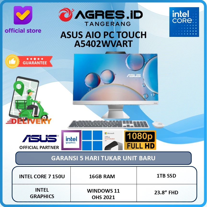 ASUS AIO A5402WVART TOUCH CORE 7 150U 16GB 1TB W11+OHS 23.8" FHD