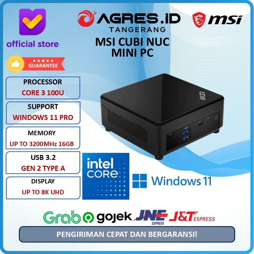 MSI CUBI NUC MINI PC CORE 3 100U FULL SET - RAM/SSD/WIN11 PRO