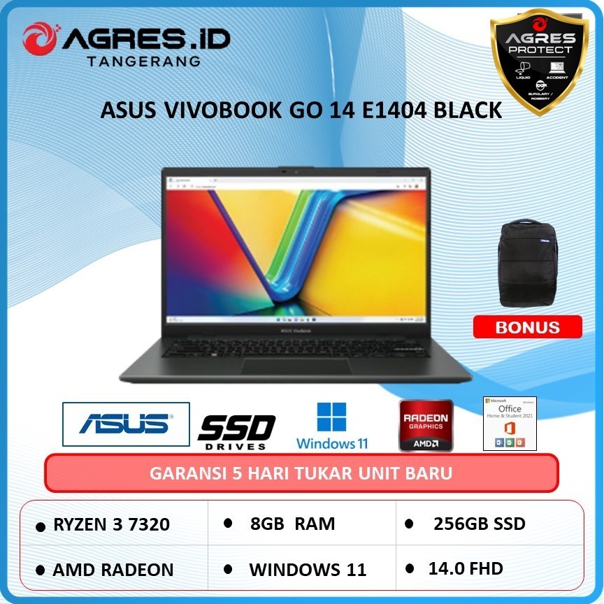 Asus Vivobook Go E1404 Ryzen 3 7320u 8gb 256Gb W11 14 FHD Black