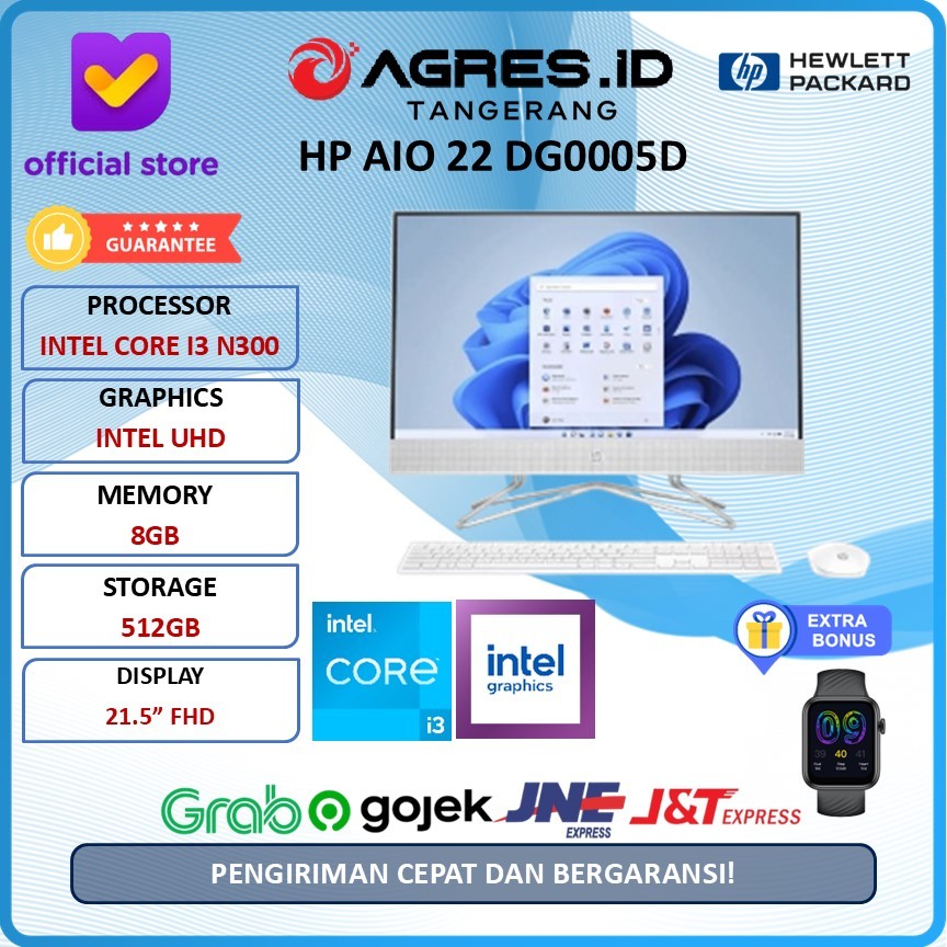 HP AIO 22 DG0005D I3 N300 8GB 512GB W11+OHS 21.5" FHD