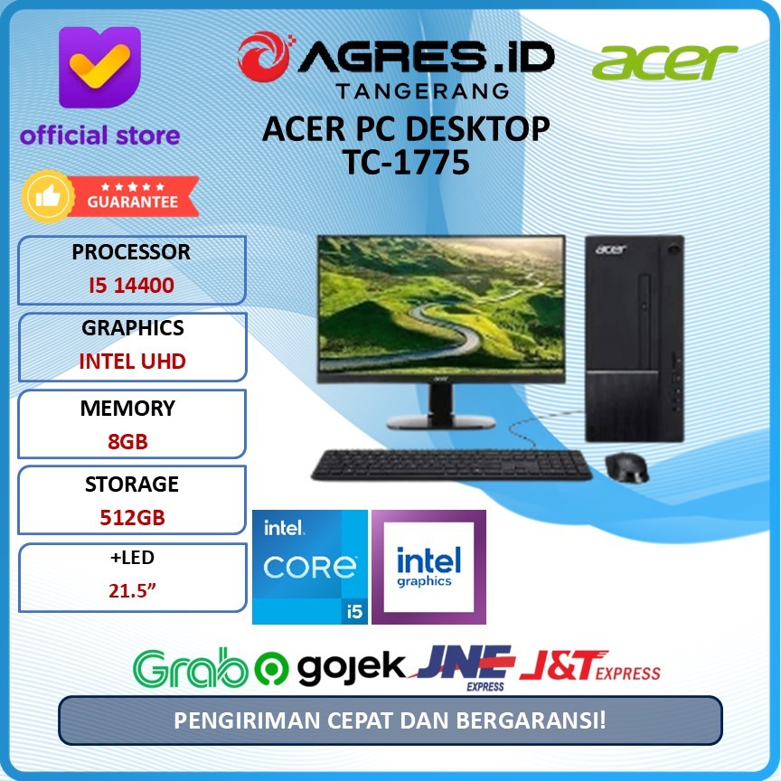 ACER PC DESKTOP TC 1775 I5 14400 8GB 512GB W11+OHS/LCD 21.5"