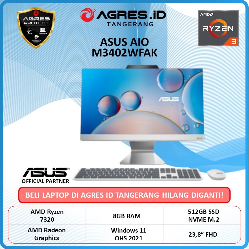 ASUS AIO M3402WFAK RYZEN 3 7320 8GB 512GB W11+OHS 23.8" FHD