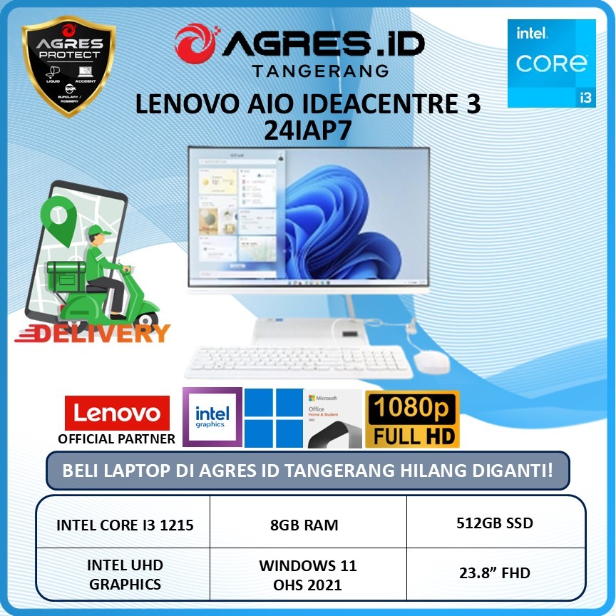 LENOVO AIO IDEACENTRE 3 24IAP7 I3 1215 8GB 512GB W11+OHS 23.8" FHD IPS