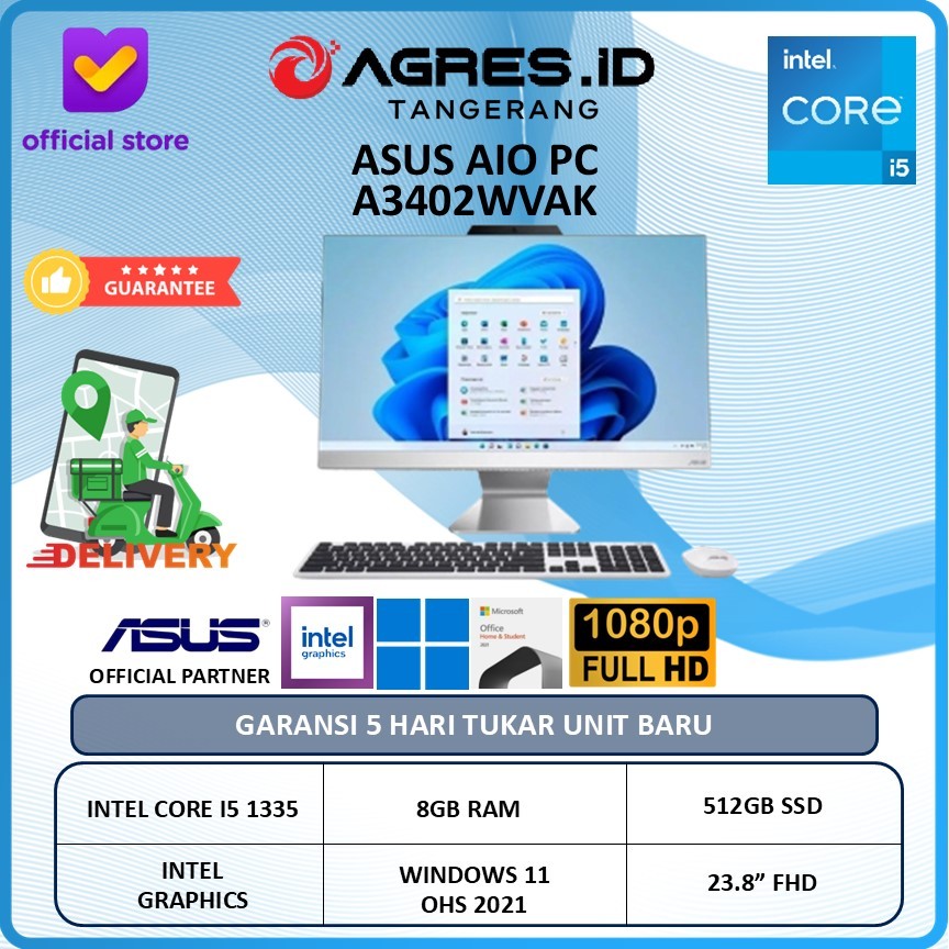 ASUS AIO A3402WVAK I5 1335 16GB 512GB W11+OHS 23.8" FHD