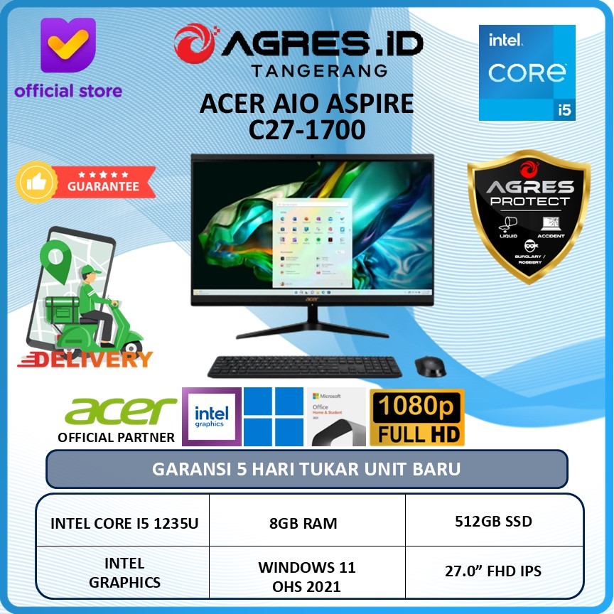 ACER AIO Aspire C27-1700 I5 1235U 8GB 512GB W11+OHS 27,0" FHD IPS