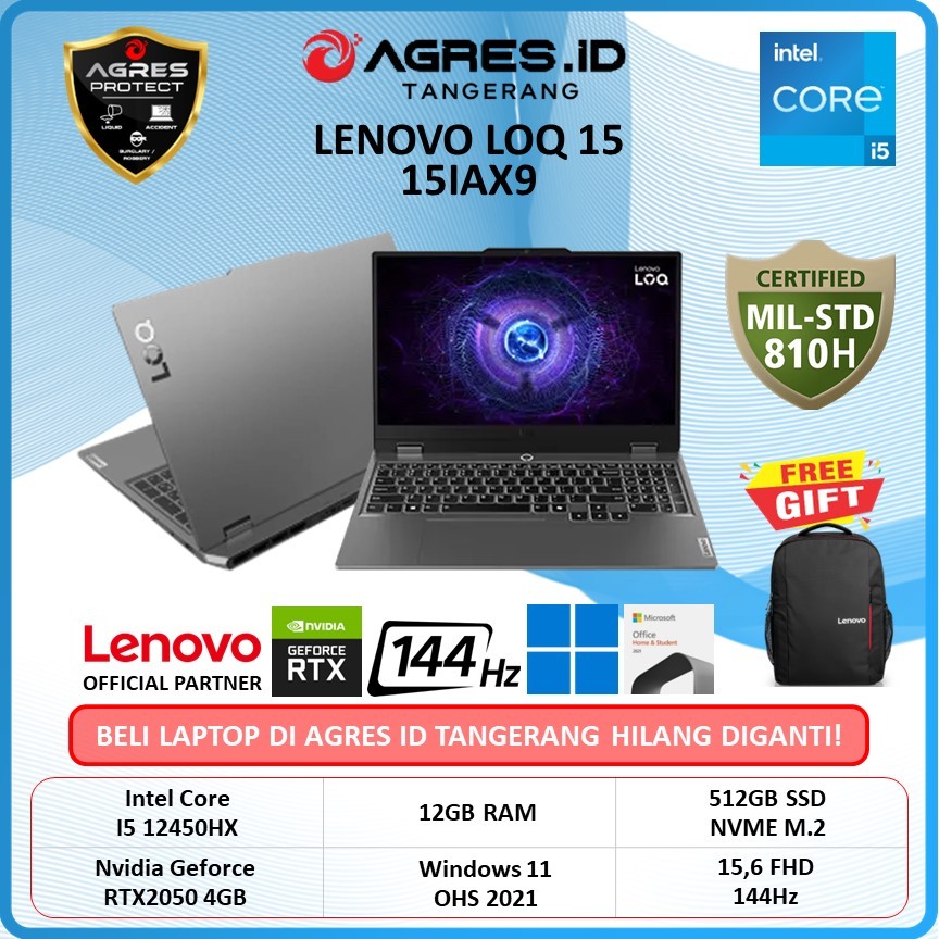Lenovo LOQ 15 RTX2050 I5 12450HX 12GB 512gb 15.6 FHD 144hz 100sRGB