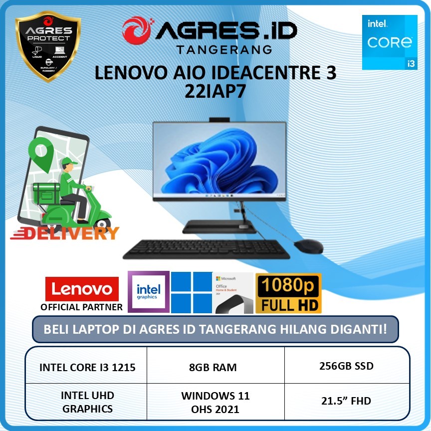 LENOVO AIO IDEACENTRE 3 22IAP7 I3 1215 8GB 256GB W11+OHS 21.5" FHD IPS