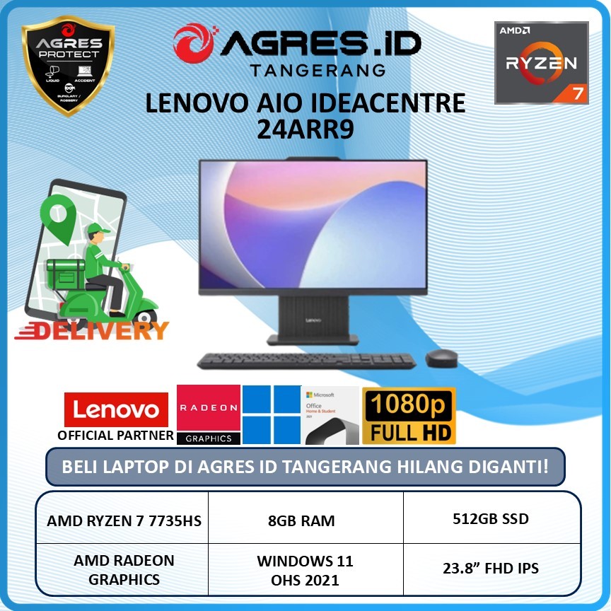 LENOVO AIO IDEACENTRE 24ARR9 RYZEN 7 7735HS 8GB 512GB W11+OHS 23.8" FHD IPS