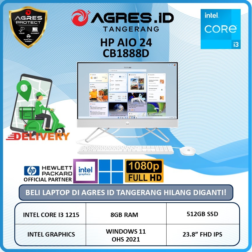 HP AIO 24 CB1888D I3 1215 8GB 512GB W11+OHS 23.8" FHD IPS