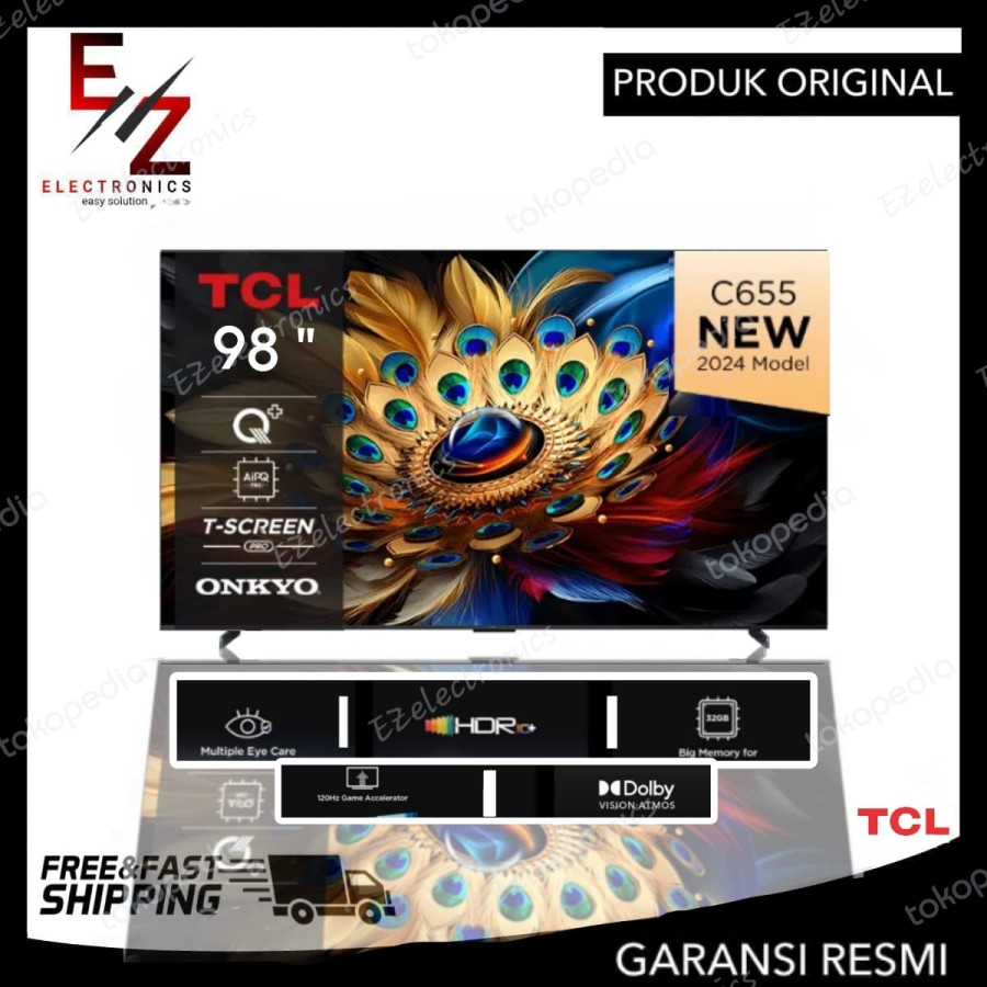 TCL 98C655 QLED Pro - Smart Google TV 98 Inch - UHD 4K HDR - TV TCL 98C655 - T-Screen - ONKYO - Dolby Vision - HDMI 2.1 - 144 Hz