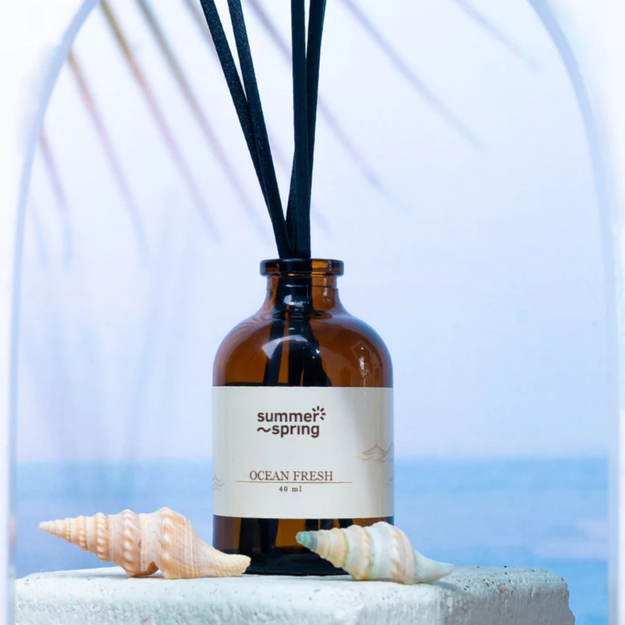 Reed Diffuser Ocean Fresh Summer Spring 40ML - Pengharum Pewangi Ruangan Kamar Aromatherapy Natural