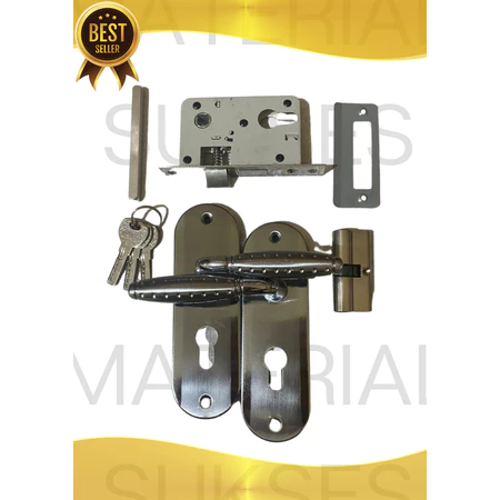 KUNCI PINTU HANDLE CONNEXT GAGANG PINTU KECIL SILVER 546-115 / KUNCI PINTU SET