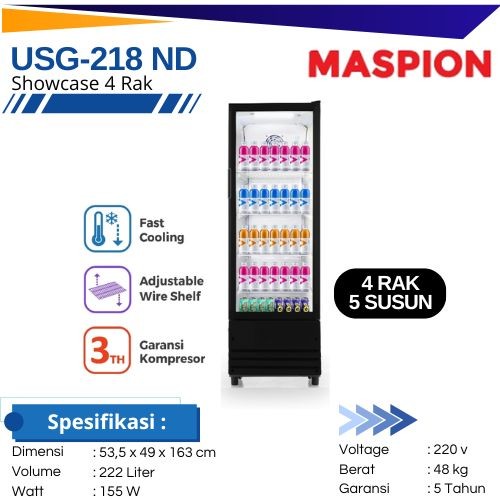 MASPION - Showcase 4 RAK USG-218 ND Lemari Pendingin Cooler Chiller