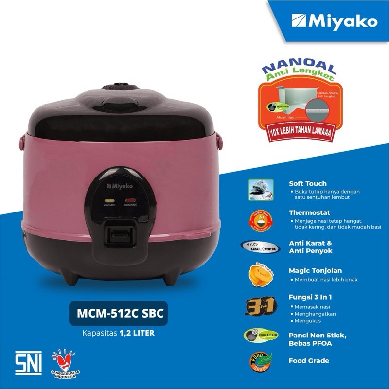Miyako Mcm-512 C Rice Cooker 1.2 Lt (Magic Com / Penanak Nasi) (512 C)