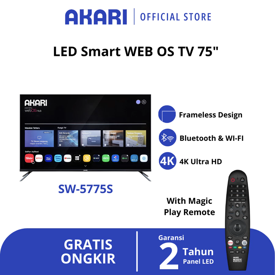 AKARI Smart TV 75 inch WEBOS UHD 4K Voice Comment SW-5775S ( LED TV 75 Inch )