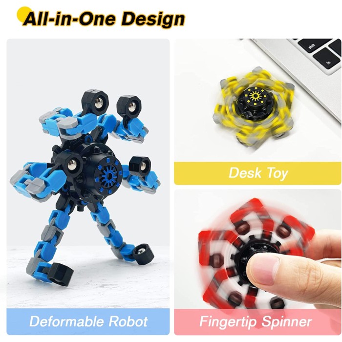 Mainan Fidget Spinner Mechanical Chain Deformable Robot Fidget Toys Penghilang Stress 