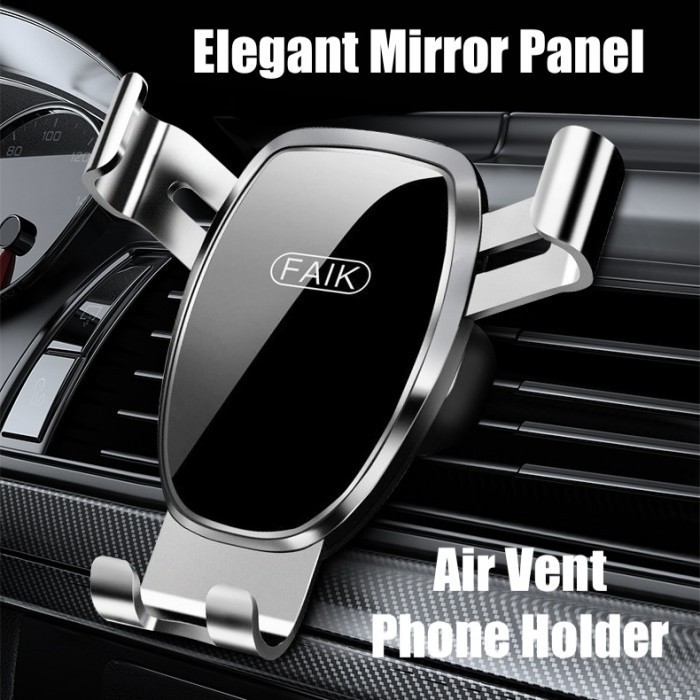 Upgrade Mirrored Gravity Car Phone Holder Mobil AC Air Vent Hp Mount 360° Rotate 