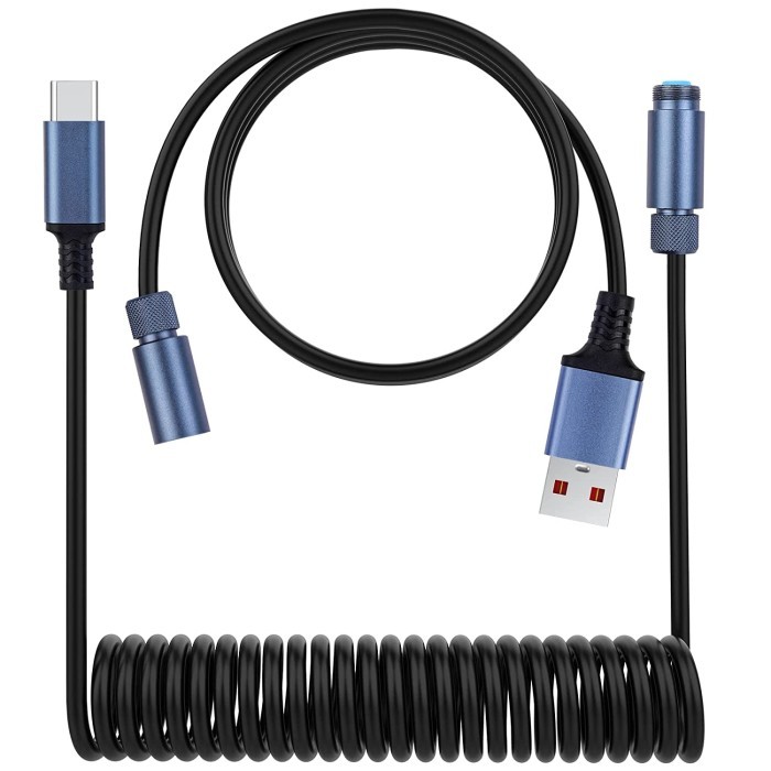 Maxi Custom Premium Type C Coiled Cable Mechanical Keyboard Aviator