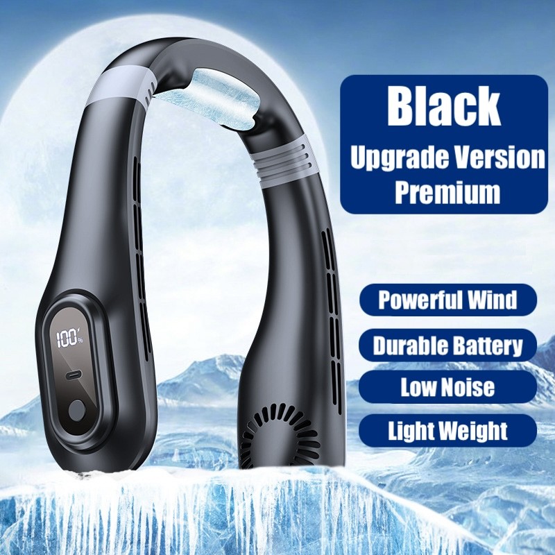 Premium Neck Fan Kipas Angin Leher Portable Fan Ice Cool Strong Wind Durable Battery