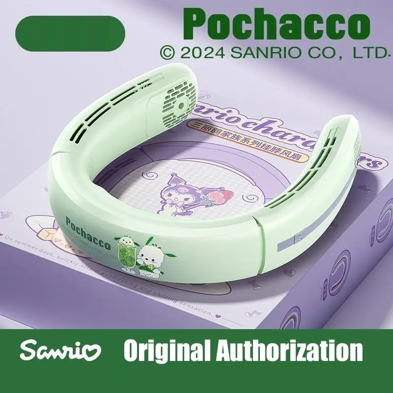 Original Sanrio Neckband Fan Kuromi Kipas Angin Pompompurin Leher Portable Neck Hang Pochacco