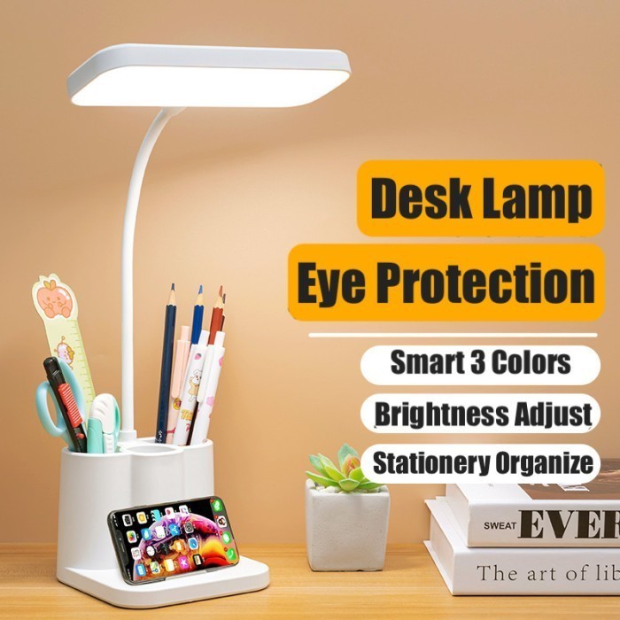 EyeCare Multifungsi Flexible Usb Led Lampu Meja Belajar With PenHolder - Non Battery