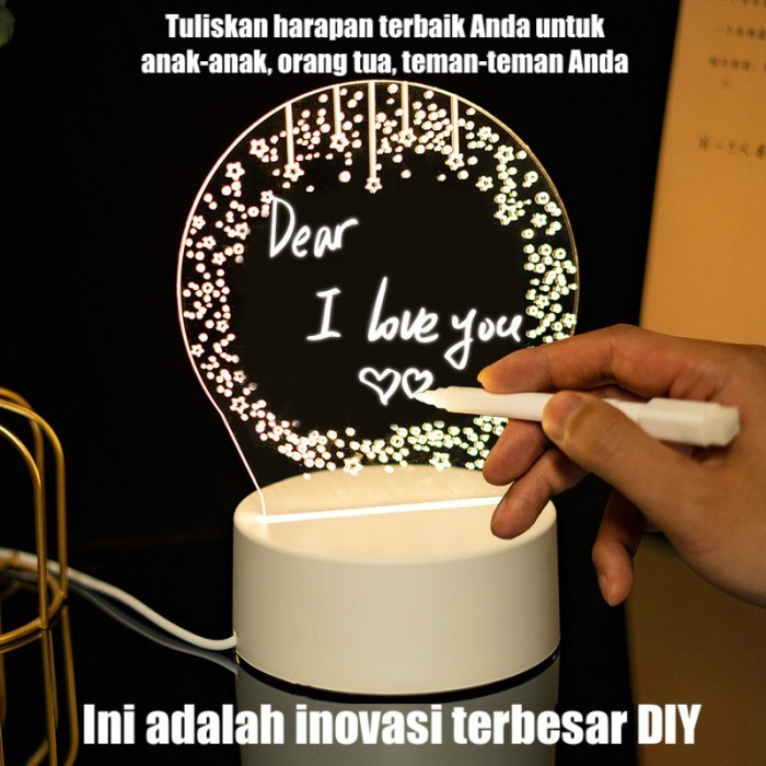 DIY Lampu Tidur Led Papan Tulis Hadiah Bagus Pesan Membuat Kejutan - Type B