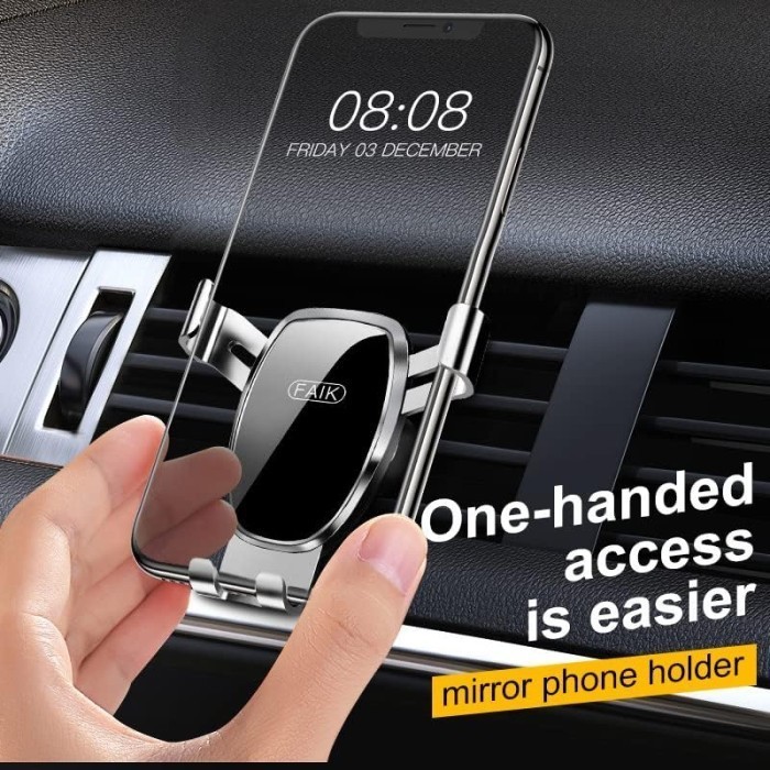 Upgrade Mirrored Gravity Car Phone Holder Mobil AC Air Vent Hp Mount 360° Rotate 